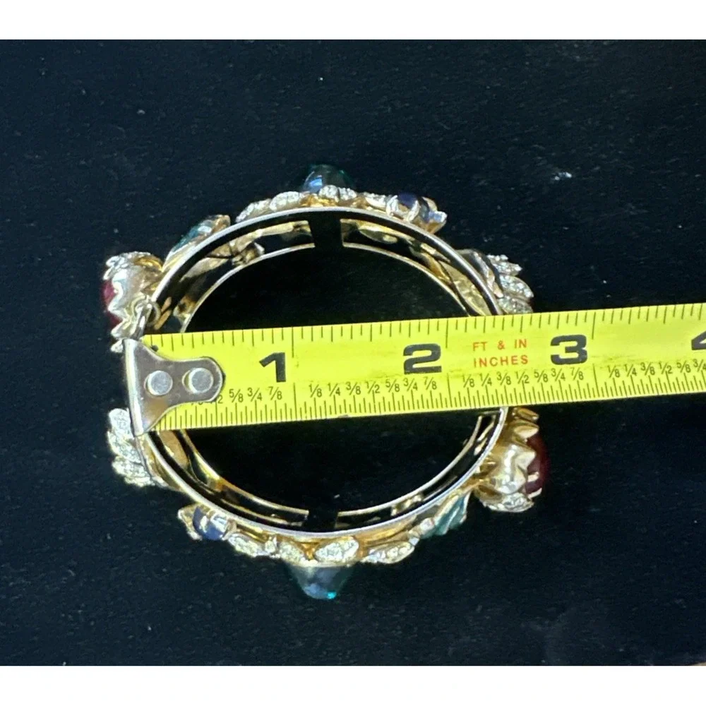 VTG Coro Book Piece Cabochon Rhinestone Corocraft Bracelet Carmen MirandaCamelia